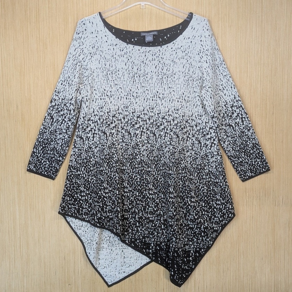 Chelsea & Theodore Sweater Tunic Women's Medium Ombre Asymmetrical Knit Festive